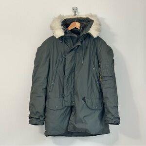 Men's N-3B Green Parka Jacket with Fur Hood